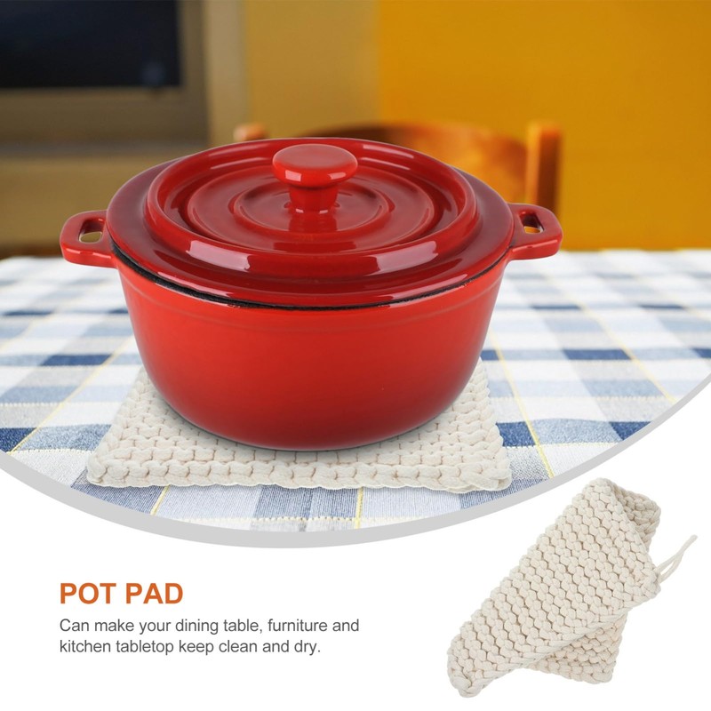 Zerodeko 1pc Woven Cotton Mat Pot Holder Cushion Coaster Insulation