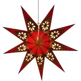 Guru-Shop Baldur Foldable Luminous Paper Star, Advent, Christmas Star, 60 cm - Window Decoration Star, 7 Tips