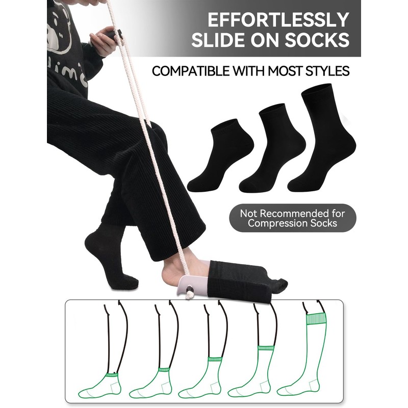 Sock Aid Device for Seniors and Shoe Horn Kit -