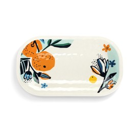 Demdaco Rectangular Serving Tray Party Platter for Snacks and Appetizers, 9 x 16 Inch Melamine, Citrus Blooms