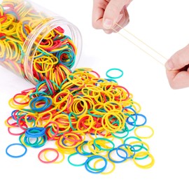 HOYOLS 3/4 Inches Colorful Rubber Bands for Hair Ties Reusable Elastics Ponytail Holders for Baby Toddler Girls Infants Kids Thick Hair Mini Braids No Damage Office Supplier 600 Pcs (M) Latex-Free