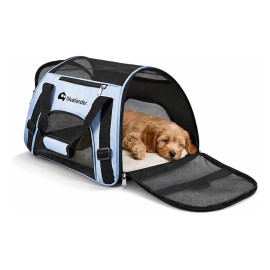 Transportadora Para Perro Razas Pequeñas Portátil Plegable Azul
