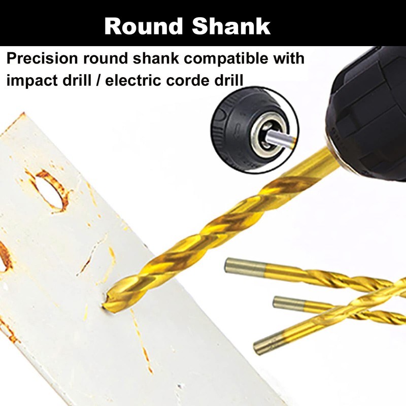 NORTOOLS Drill Bit Set HSS Round Shank TiN Coated Drill