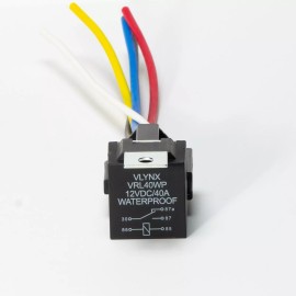 VLYNX QTY1 RELAY + 1 INTERLOCKING 5 PIN SOCKETS 12V DC 30/40A WATERPROOF SPDT