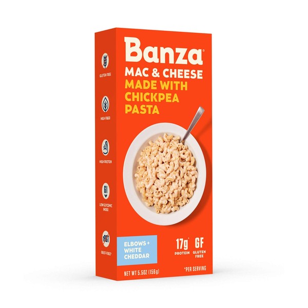 Banza Chickpea Mac and White Cheddar Cheese Pasta, 5.5 Ounce
