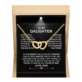 Larvincy To My Daughter Necklace From Dad With Heartfelt Message & Elegant Box, Gifts For Daughter From Father, Beautiful Gold Jewelry Gift From Love Daddy On Graduation, Birthday, Wedding, Christmas