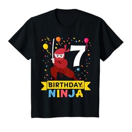 Kids 7 Year Old Ninja Birthday T-Shirt