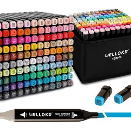 WELLOKB Alcohol Markers,Mixed color marker pen set,Art supplies,Art Markers for Coloring and Sketching,Alcohol Based Markers with Carrying Case - Color: 120 colors