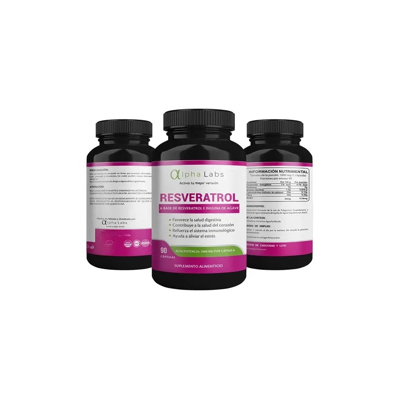 Resveratrol Alpha Labs 90 Cápsulas Alta Potencia 1000 Mg