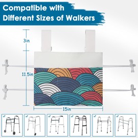 TOGETRUE Walker Bag, Handy Walker Basket with Water Cup Holder, Walker Storage Accessories Bag for Folding Walker, Wheelchairs, Strollers, 15"x11.5" (Color Arc)