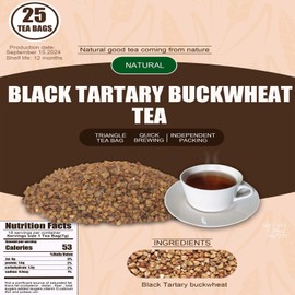 Black Tartary Buckwheat Tea Bags,Natural Black Tartary Buckwheat,5.29oz(6g*25bags),Healthy tea,No Caffeine,No Gluten,Vegan