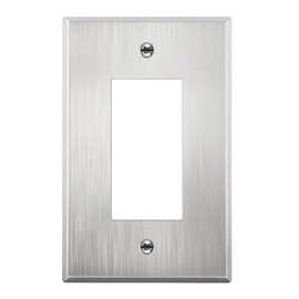 LIDER Decorator Metal Wall Plate, Impact Resistant, Metal Outlet Receptacle/Light Switch Cover, 430 Stainless Steel, Modern Decoration Upgrade, Mid-Size 1-Gang 4.88" x 3.11", Stainless Steel