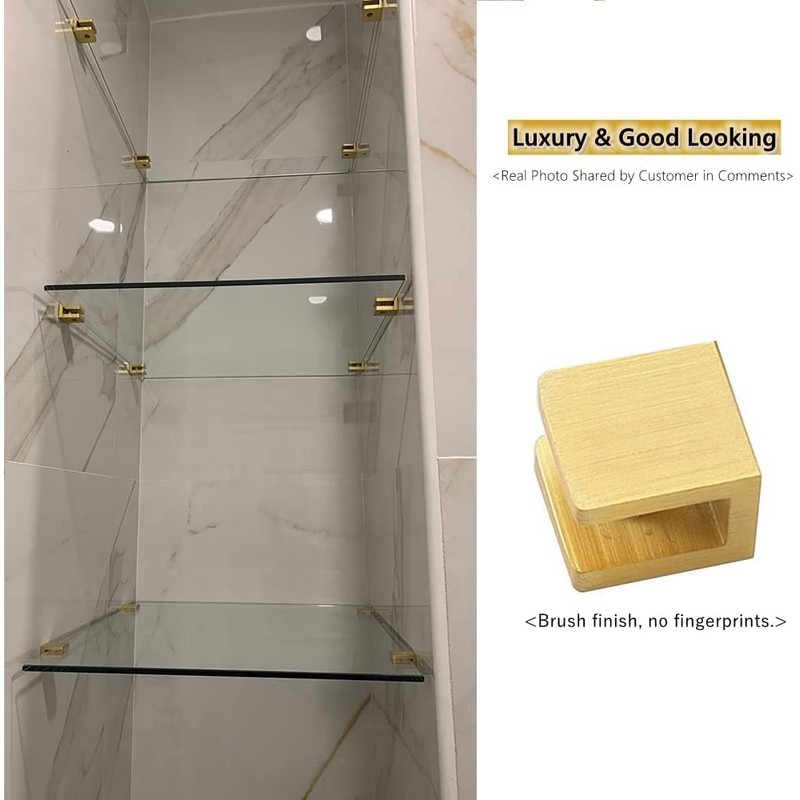 Glass Shelf Clamp, No-drill-on-glass Fixed Panel Glass Shelf Clip Holder