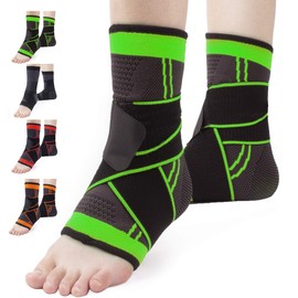 2 Pairs of Ankle Support, Ankle Brace, Foot Bandage for Men and Women, Plantar Fasciitis Socks, Compression Sleeve with Adjustable Bracelet, Compression Socks for Sports, Football, Fitness