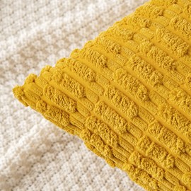 MIULEE Pack of 2 Corduroy Throw Pillow Covers Soft Decorative Boho Striped Cushion Covers Farmhouse Home Decor Pillowcase for Spring Sofa Living Room Couch Bed 16x16 Inch Mustard Yellow