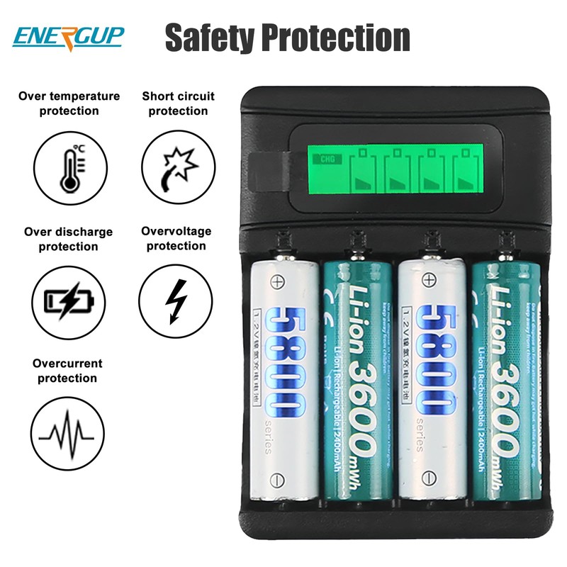 Portable Universal Battery Charger with LCD Display | Compact &