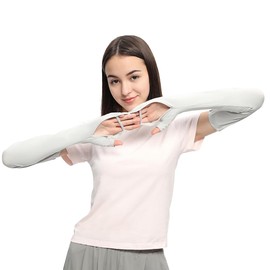 Cycling Sun Protection Arm Sleeves for Women UPF 50+ Summer Outdoor Cooling Long Gloves Light Grey