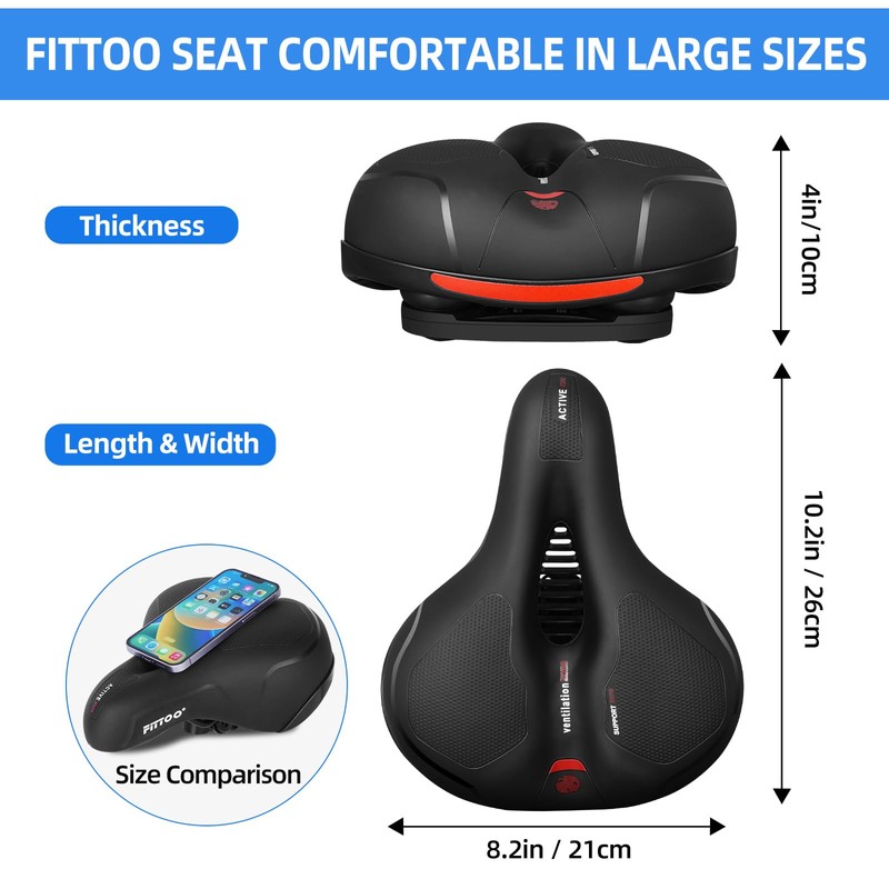 FITTOO Bike Seat, Large Bicycle Saddle for Electric and Hybrid