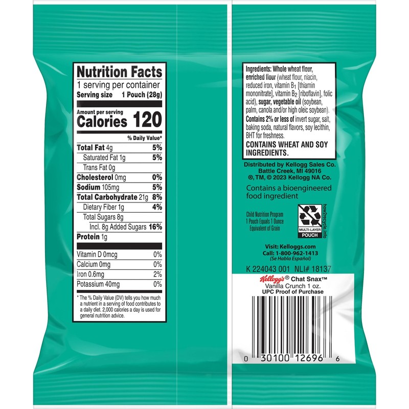 Kellogg's Chat Snax Graham Snacks, Vanilla Crunch, 1oz (210 Count)