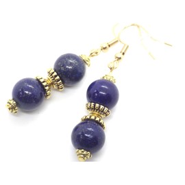 Ohrringe aus blauen Lapislazuli-Perlen und goldenen tibetischen Perlen