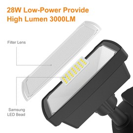LEPOWER LED Security Lights Motion Sensor Light Outdoor, 28W 3000LM Motion Security Light, 5500K, IP65 Waterproof, 2 Head Motion Detector Flood Light for Garage, Yard, Porch (Not Solar Powered)