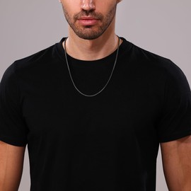 Giftall Black Stainless Steel Chain Necklace for Men 2 MM Square Rolo Chains Round Box Chain Necklace for Women 24 Inches