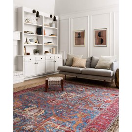 Loloi II Loren Blue/Red 7'-6" x 9'-6" Area Rug