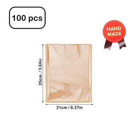 Farsheo Bakery Bags with Window 100pack 8X10Kraft Paper Sandwich Brown Small Waxed Flat Favor Bags Donut Toast Candy Cookie Snack Homemade Bread Packing Grease Resistant Treat Bag (Brown Kraft, 8X10inch)