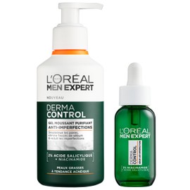 L'Oréal Men Expert Derma Control Routine for Imperfections, Cleansing Foam Gel & Blemish Serum