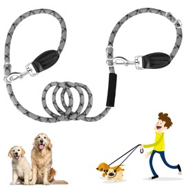 HomeChi Correa para Perros Hands Free de (3 M), Correa Doble de Nylon 8 en 1 Correa de Entrenamiento Reflectante sin Enredos, Correa Ajustable para la Cintura para Perros Medianos y Grande, Gris