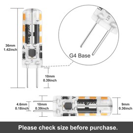 DiCUNO G4 LED Bulb 1.2W, AC/DC 12V T3 10W Halogen Bulb Equivalent, 120LM Warm White 3000K Non-dimmable JC Bi-pin G4 Base Light, for Landscape Chandelier Home Lighting (10-Pack)