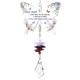 Funnli Gifts for Mum, Suncatcher Mum Birthday Gifts, Butterfly Acrylic Crystal Suncatcher Mummy Presents, Ideal Mothers Day, Birthday, Thanksgiving Day Wind Chime Presents for Mummy/Mother