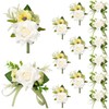 12 Pcs Corsage and Boutonniere Set with Pins for Wedding,White