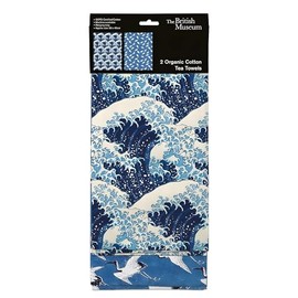 Museums & Galleries Tea Towels - Set of 2 - The Great Wave and Birds by Katsushika Hokusai - Organic Cotton - Stylish Home Accessory