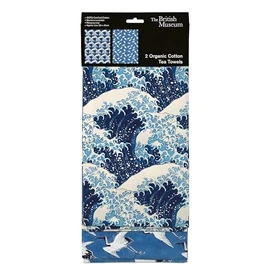 Museums & Galleries Tea Towels - Set of 2 - The Great Wave and Birds by Katsushika Hokusai - Organic Cotton - Stylish Home Accessory