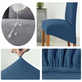 Odot Dark Grey Chair Covers, Dining Chair Covers Set of 2, Stretch Corn Velvet Dining Room Slipcovers, Washable Removable High Back Slipcovers