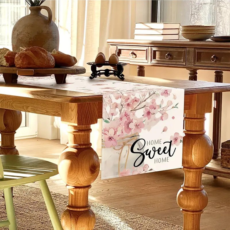 BSITSSS Sakura Leaves Spring Pink Table Runner, 33cm x183cm Spring