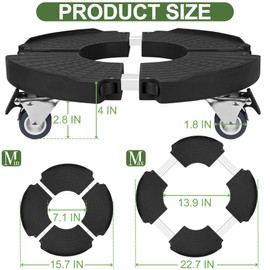 Plant Caddy Stand with 360° Wheels Adjustable 15-22 Inch Rolling Plant Stand Heavy Duty Large Plant Cart Dolly with Casters 440lbs Capacity for Large Planter, Garden Pot, Flower Pot, Black, 1 Pack