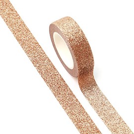 2 Rolls Decorative Washi Glitter Tape Craft 15mm x 5m (Rose Gold)