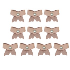 ZGGAZCA 10Pack Bow Cord Organizer Keeper Cute Pink Cable Holder Wrap for USB Headphone Wired Phone Cords Leather Holders for Small Travel Electronics Cell Accessories and Cable Management