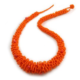 Avalaya Statement Chunky Orange Glass Bead and Semiprecious Necklace/ 60cm Long