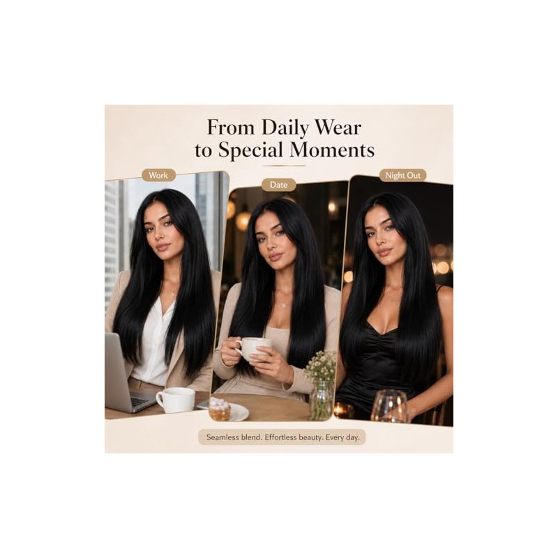 Extensiones de Cabello Humano con Clip 14 Pulgadas Doble Trama