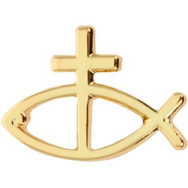 3 Christian Fish & Cross Lapel Pin (Set of 3) Jesus Fish Gold by Sterling Gifts