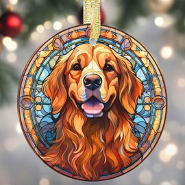 Round Ceramic Dog Christmas Tree Ornaments - Holidays Hanging Gifts for Dog Lovers
