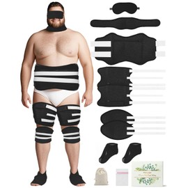 Castor Oil Pack Wrap for Stomach Plus Size for Men, Reusable Castor Oil Packs Wraps for Feet Knees Legs Neck Eyes, Flannel Cotton, Machine Washable (11PCS, Black)