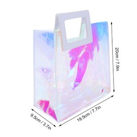 4 Pcs Iridescent Tote Bag Holographic Small Gift Bag Reusable Holographic Bags PVC Handbag Gift Wrap Bags Gift Wrapping Supplies Gift Bags