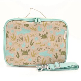 SoYoung Insulated Lunch Box - Toxin Free Lining, Washable Linen Outer, Under the Sea