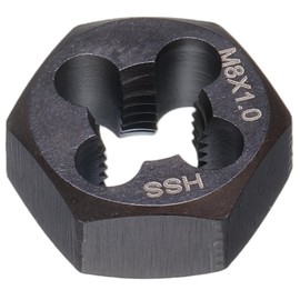 sourcing map Hex Threading Die M8 x 1 Metric Thread Right Hand High Speed Steel Rethreading Fixed Die Screw Cutting Tapping Repair Tool