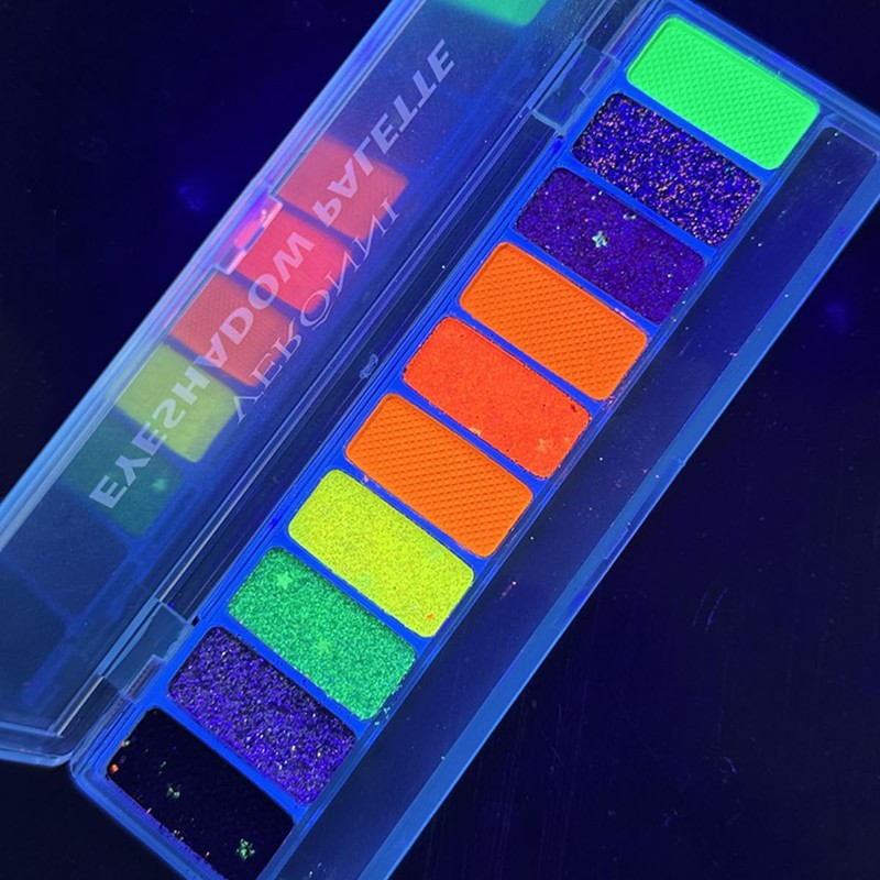 KARLOR 10 Color Fluorescent Eyeshadow, Glitter Luminous Neon UV Eyeshadow