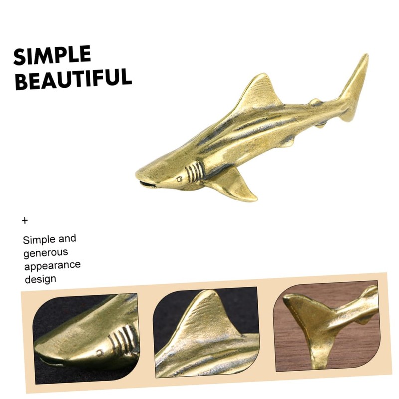 CORHAD Brass Shark Adornment Compact Desktop Decor Sturdy and Sturdy